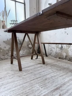 Table de ferme tréteaux XXL 4m et ses bancs