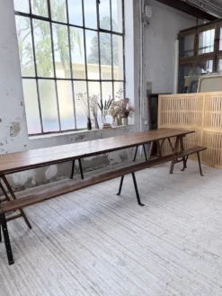 Table de ferme tréteaux XXL 4m et ses bancs