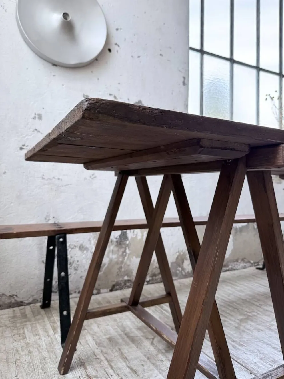 Table de ferme tréteaux XXL 4m et ses bancs