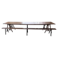 Table de ferme tréteaux XXL 4m et ses bancs