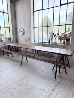 Table de ferme tréteaux XXL 4m et ses bancs
