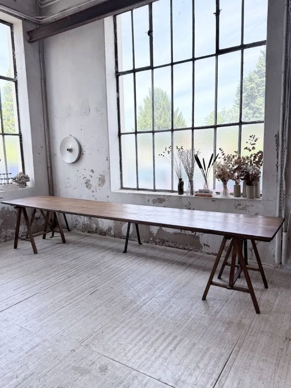 Table de ferme tréteaux XXL 4m et ses bancs