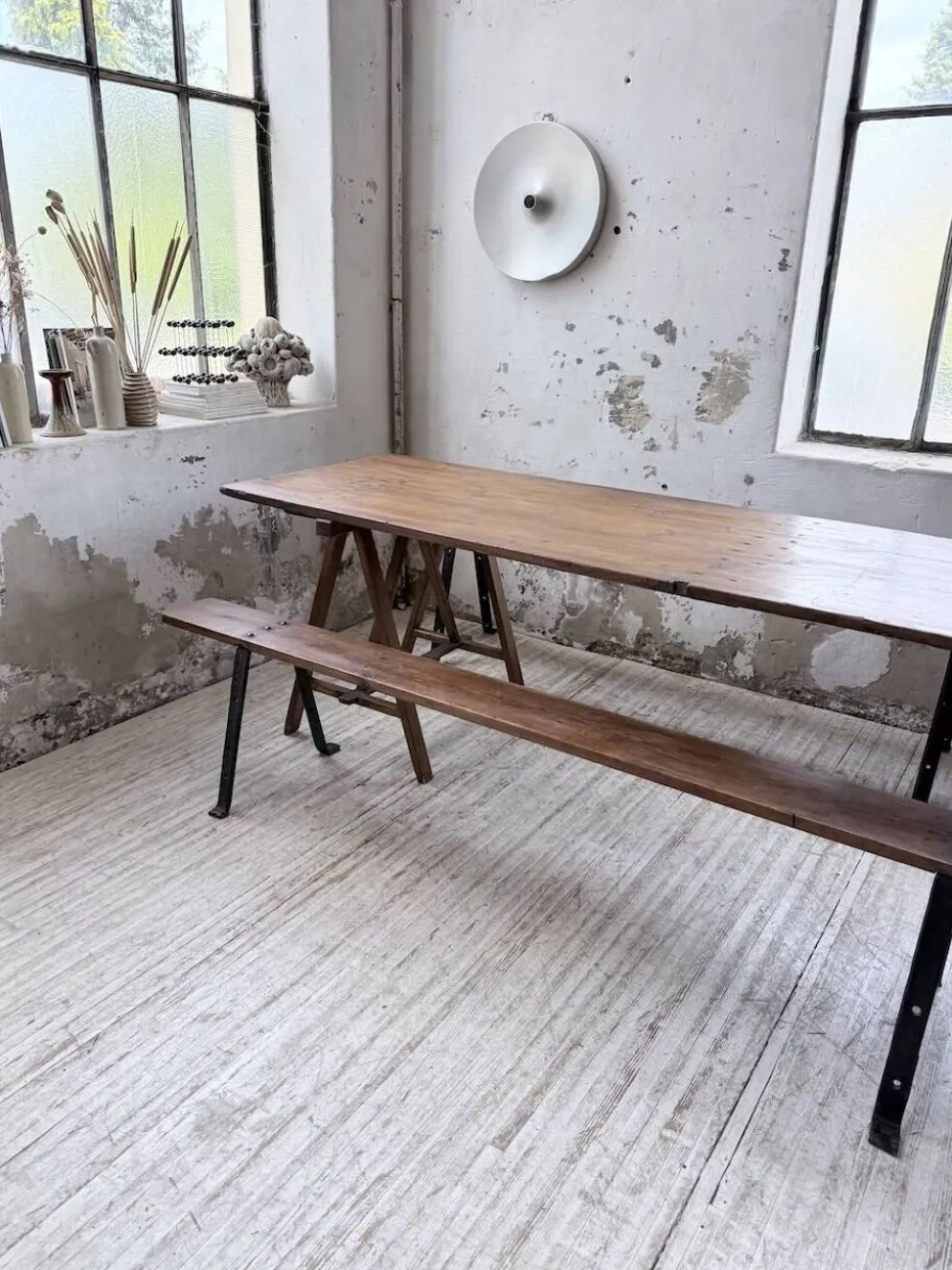 Table de ferme tréteaux XXL 4m et ses bancs