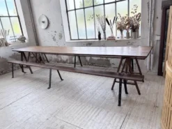 Table de ferme tréteaux XXL 4m et ses bancs