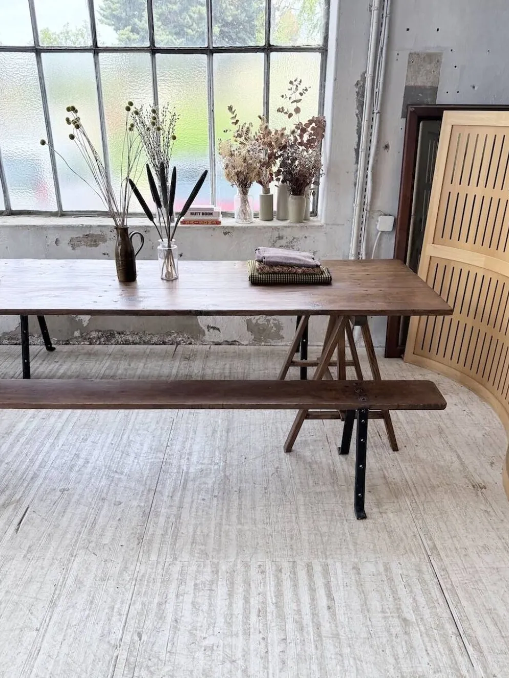 Table de ferme tréteaux XXL 4m et ses bancs