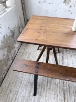 Table de ferme tréteaux XXL 4m et ses bancs