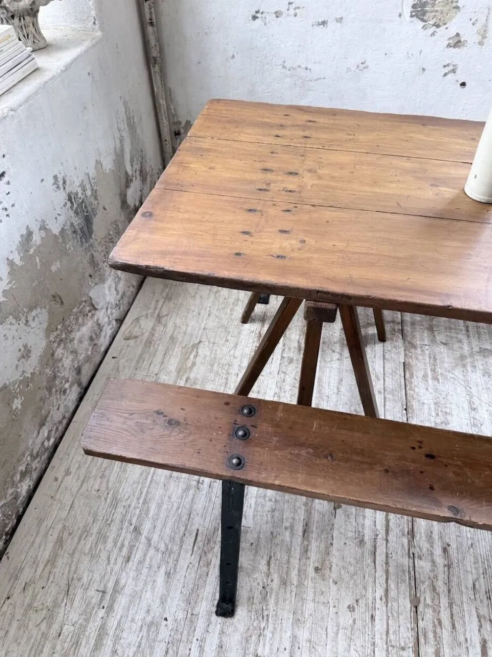 Table de ferme tréteaux XXL 4m et ses bancs