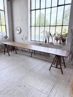 Table de ferme tréteaux XXL 4m et ses bancs