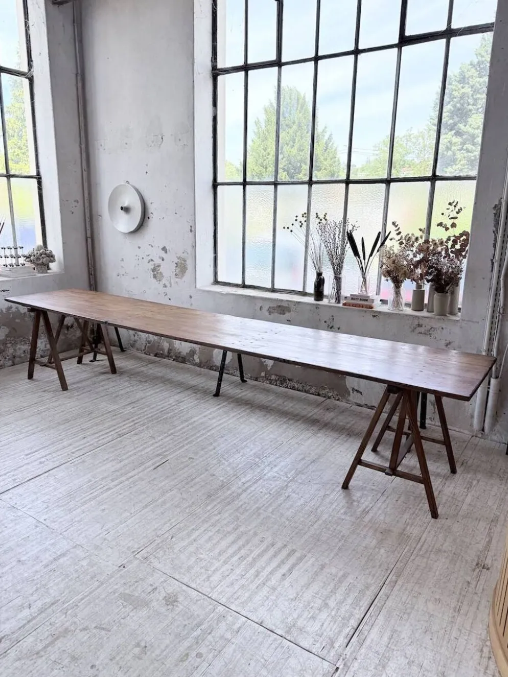 Table de ferme tréteaux XXL 4m et ses bancs