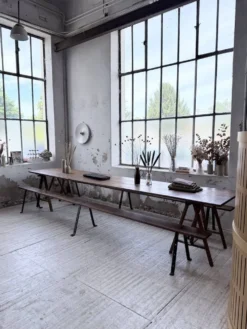 Table de ferme tréteaux XXL 4m et ses bancs