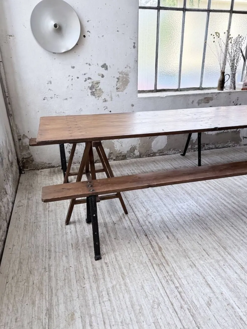Table de ferme tréteaux XXL 4m et ses bancs