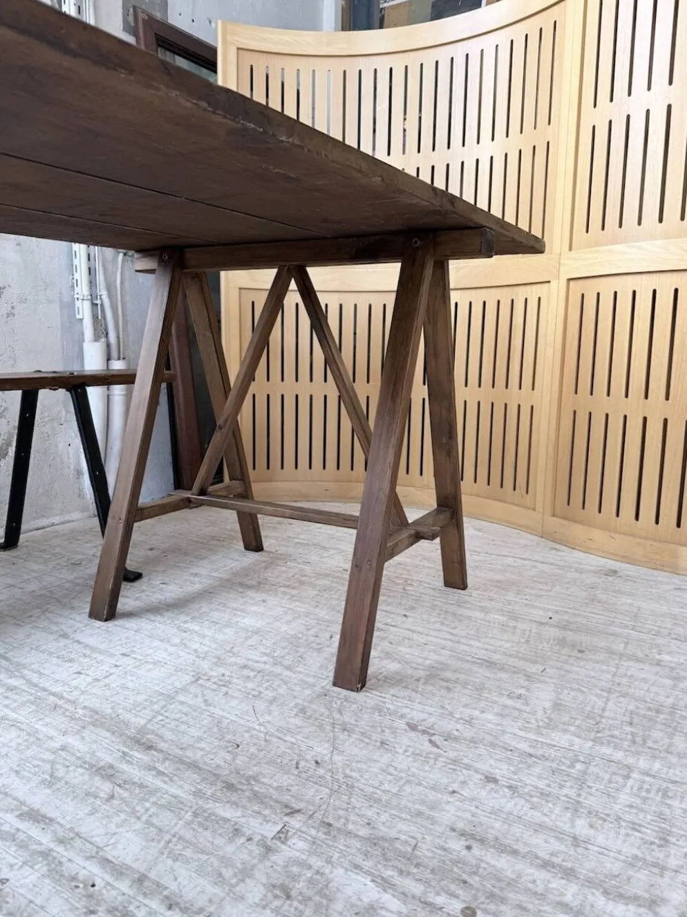 Table de ferme tréteaux XXL 4m et ses bancs