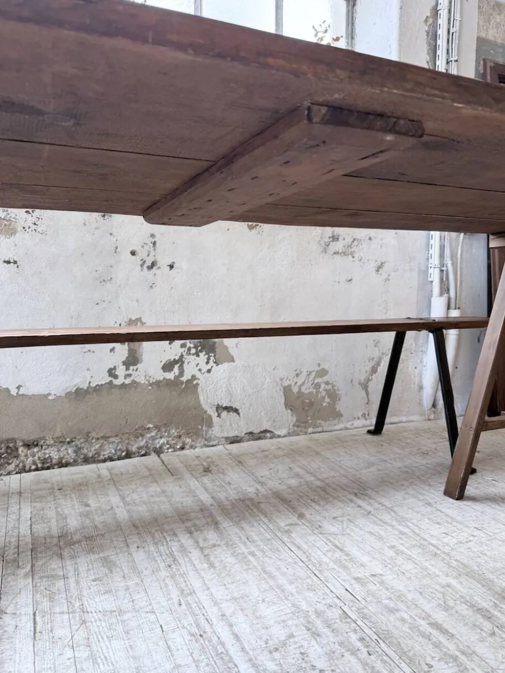Table de ferme tréteaux XXL 4m et ses bancs