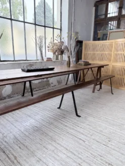 Table de ferme tréteaux XXL 4m et ses bancs