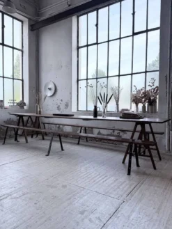 Table de ferme tréteaux XXL 4m et ses bancs