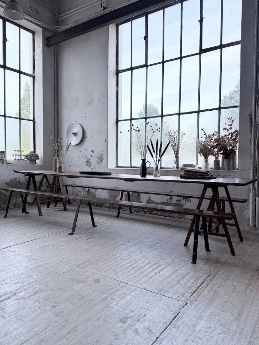 Table de ferme tréteaux XXL 4m et ses bancs