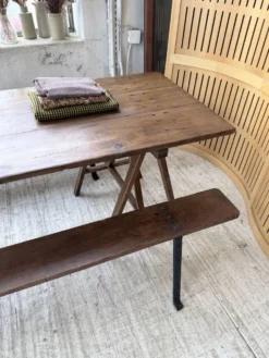 Table de ferme tréteaux XXL 4m et ses bancs