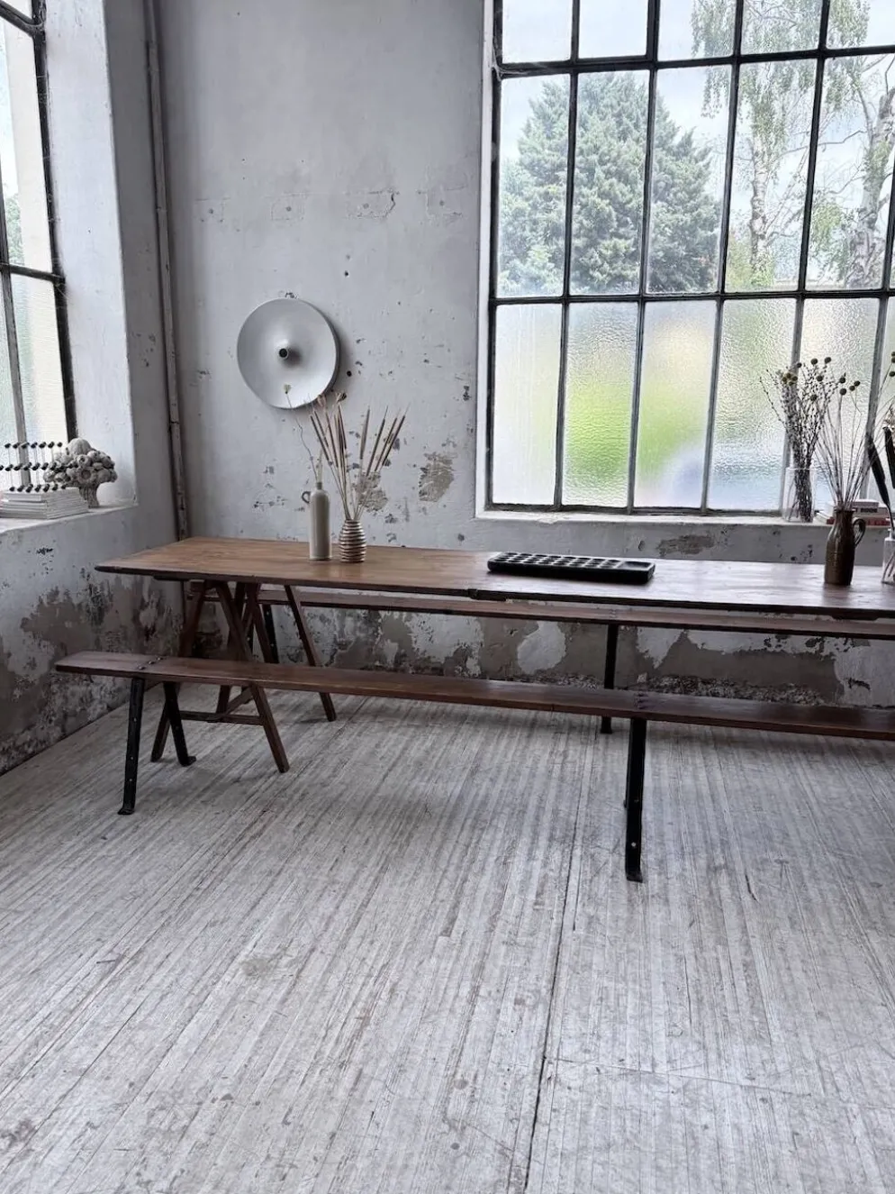 Table de ferme tréteaux XXL 4m et ses bancs