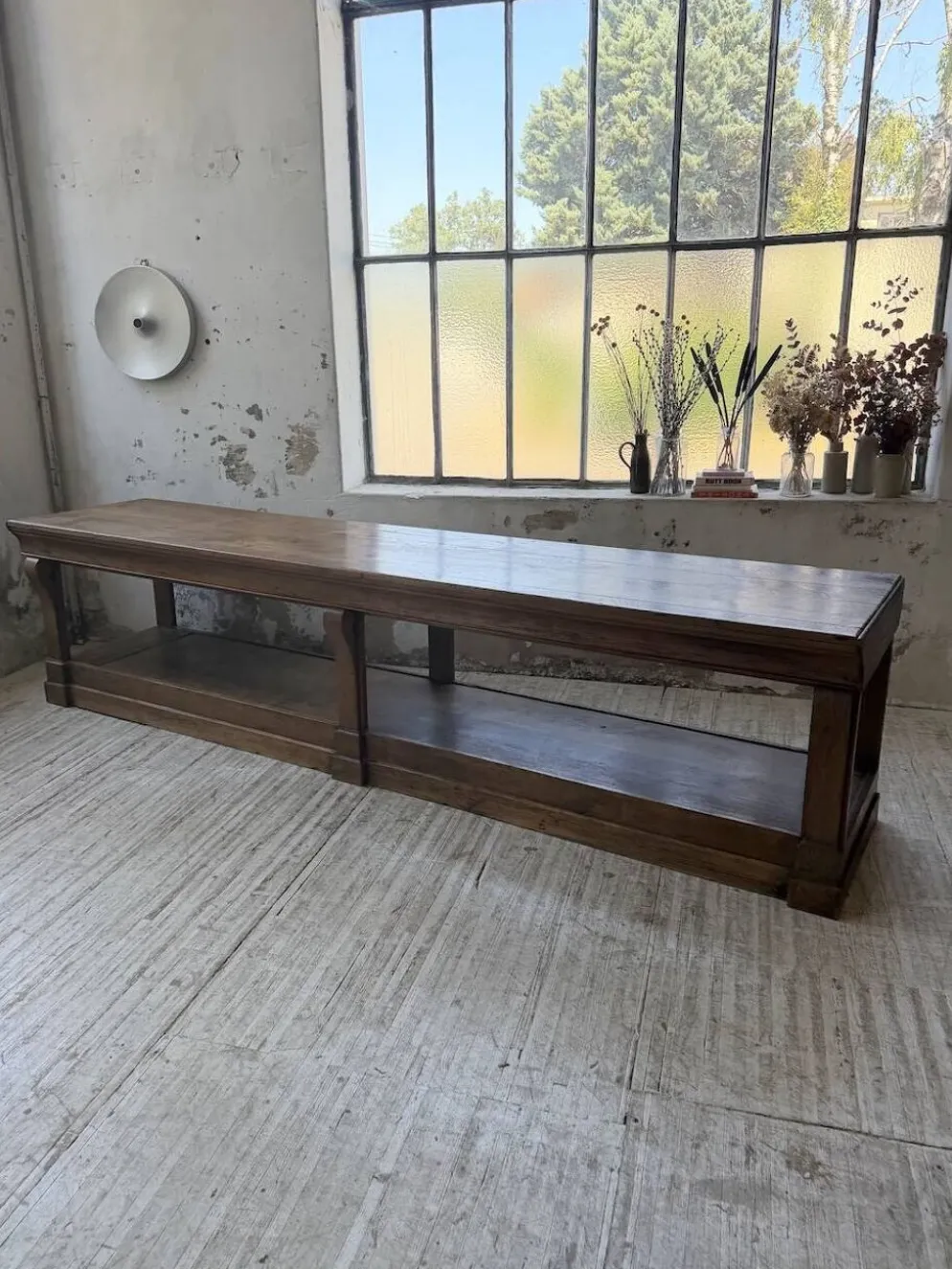 Table de gantier drapière 1900 chêne massif 330cm XL