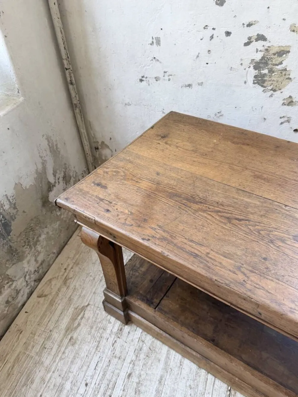 Table de gantier drapière 1900 chêne massif 330cm XL