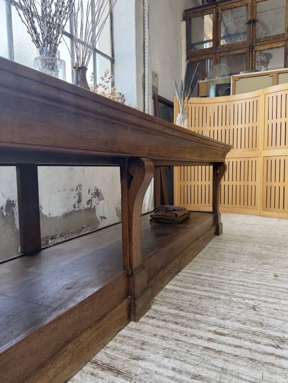 Table de gantier drapière 1900 chêne massif 330cm XL