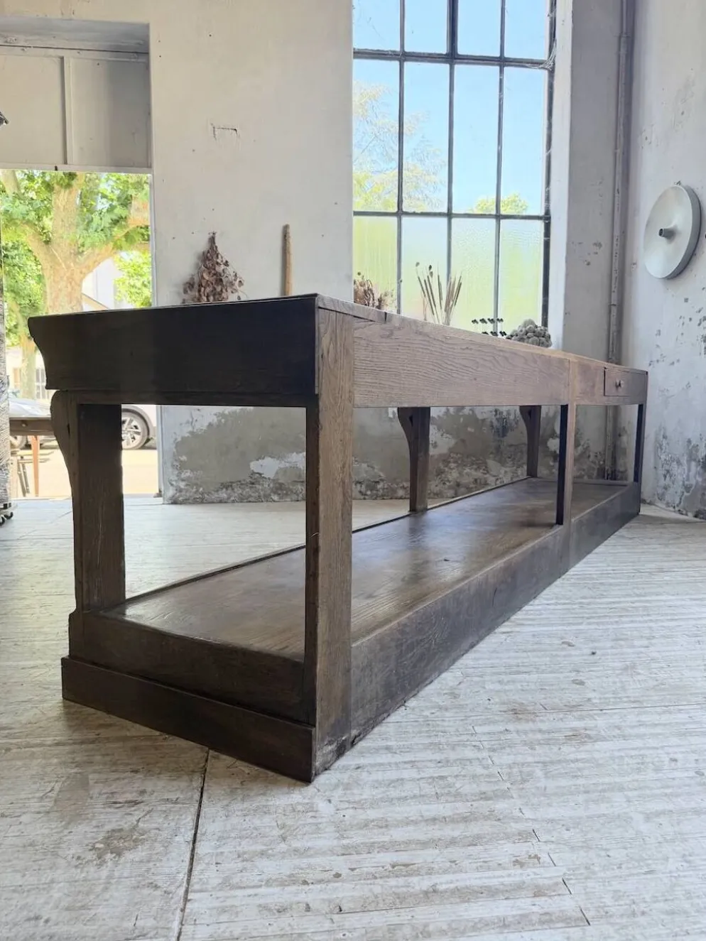 Table de gantier drapière 1900 chêne massif 330cm XL