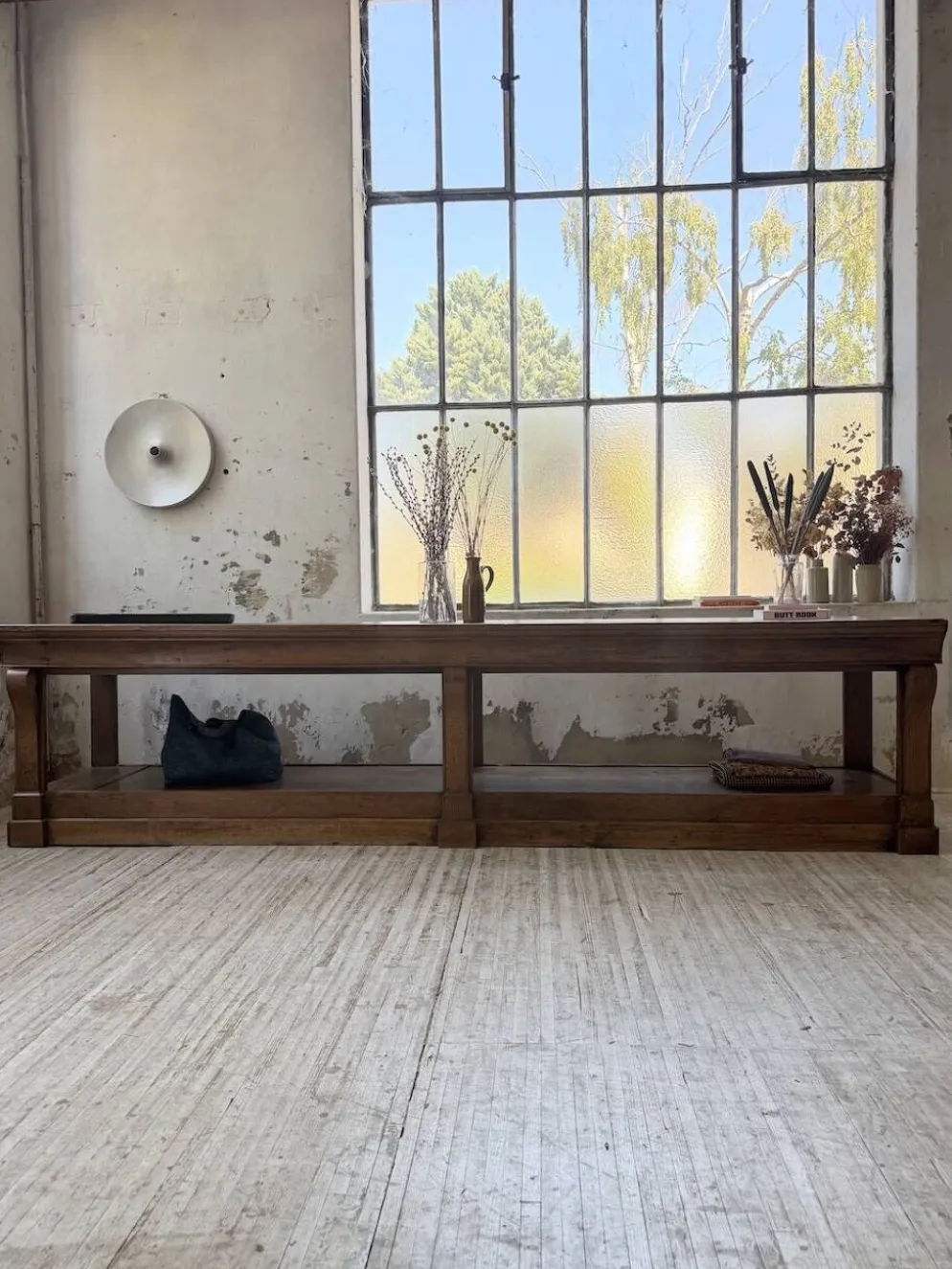 Table de gantier drapière 1900 chêne massif 330cm XL