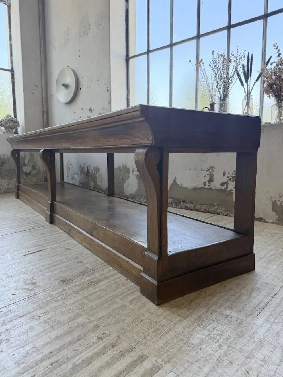 Table de gantier drapière 1900 chêne massif 330cm XL