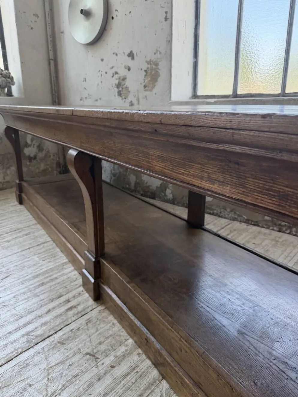 Table de gantier drapière 1900 chêne massif 330cm XL