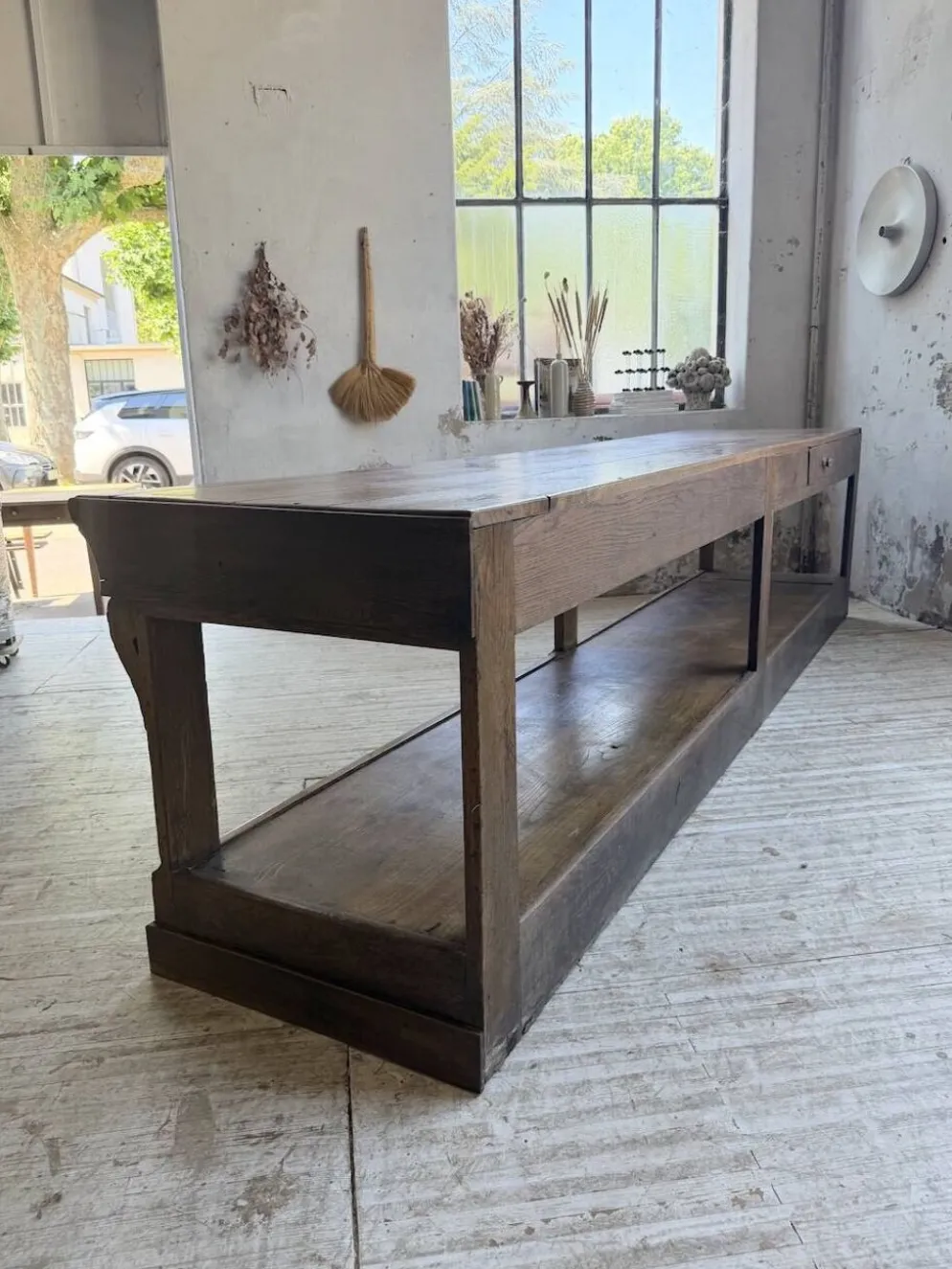 Table de gantier drapière 1900 chêne massif 330cm XL