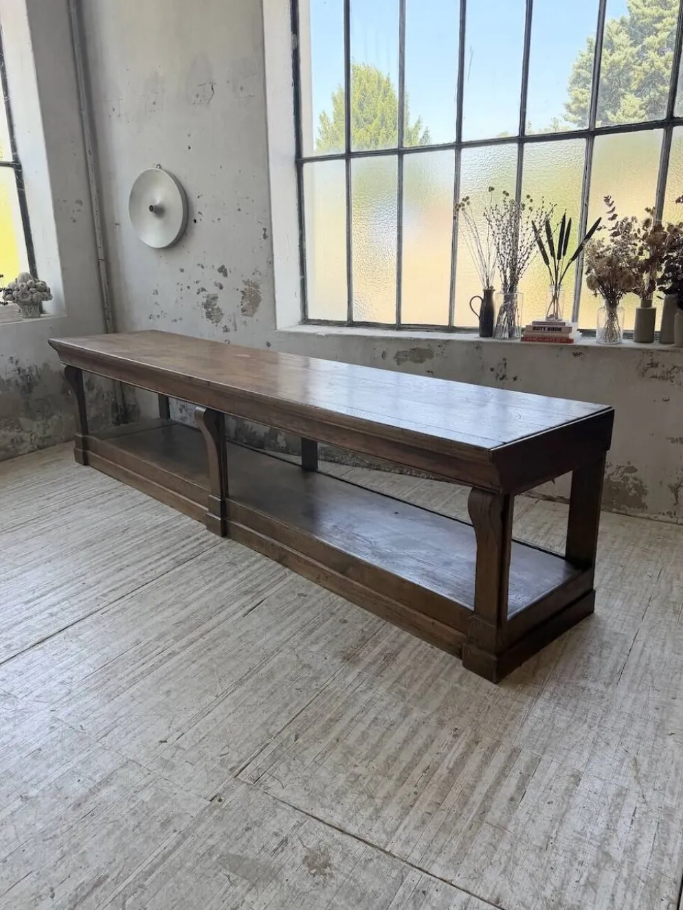 Table de gantier drapière 1900 chêne massif 330cm XL