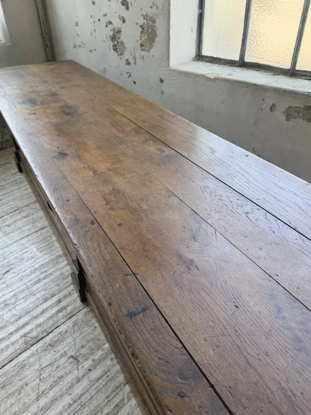 Table de gantier drapière 1900 chêne massif 330cm XL