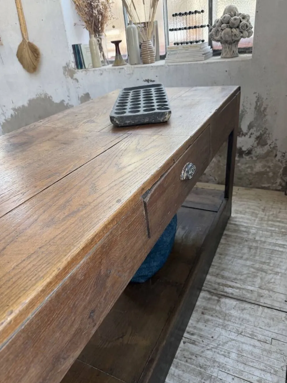 Table de gantier drapière 1900 chêne massif 330cm XL