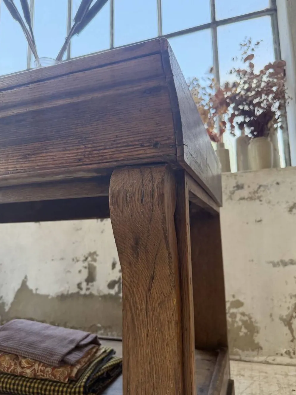 Table de gantier drapière 1900 chêne massif 330cm XL