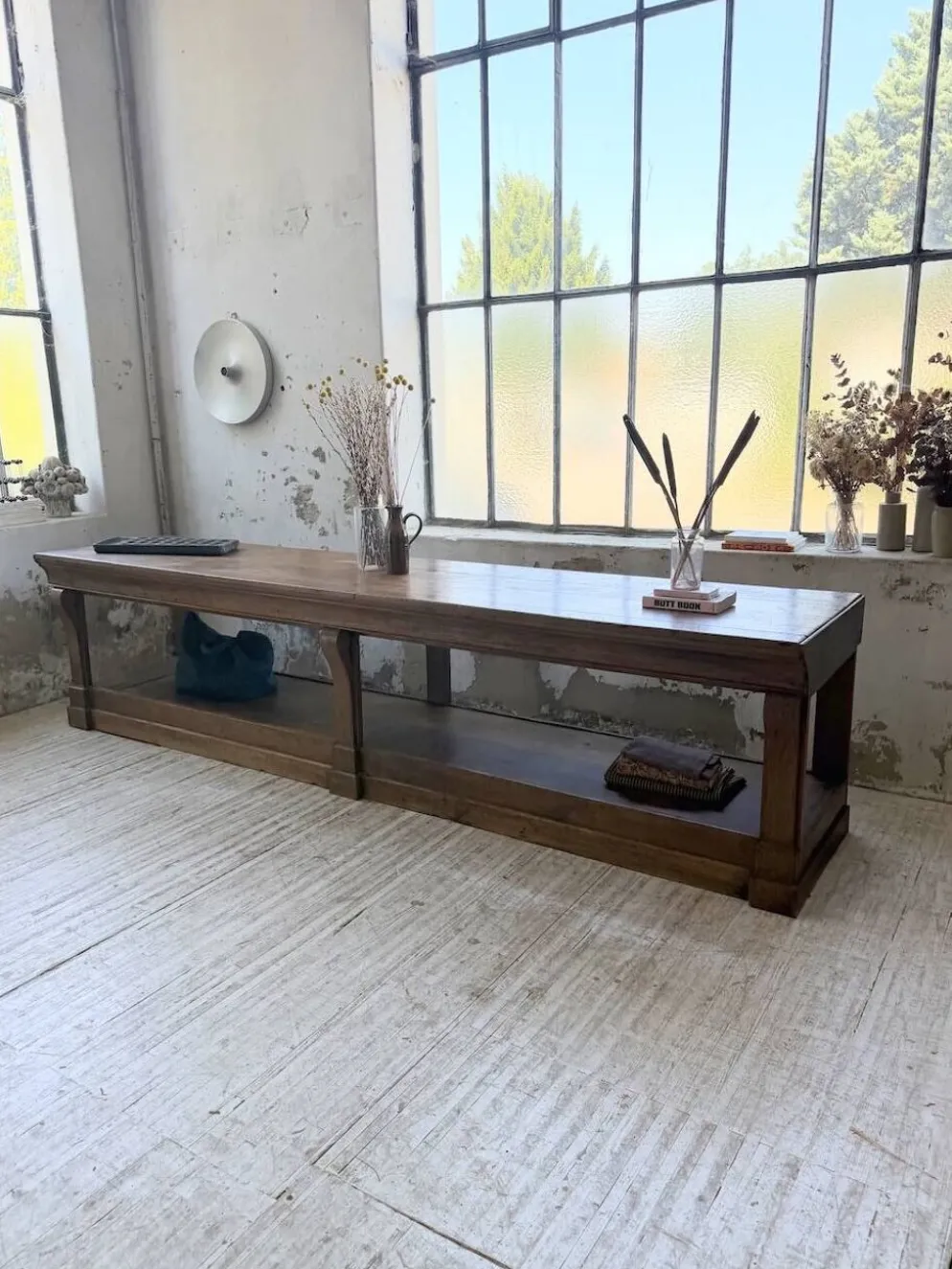Table de gantier drapière 1900 chêne massif 330cm XL