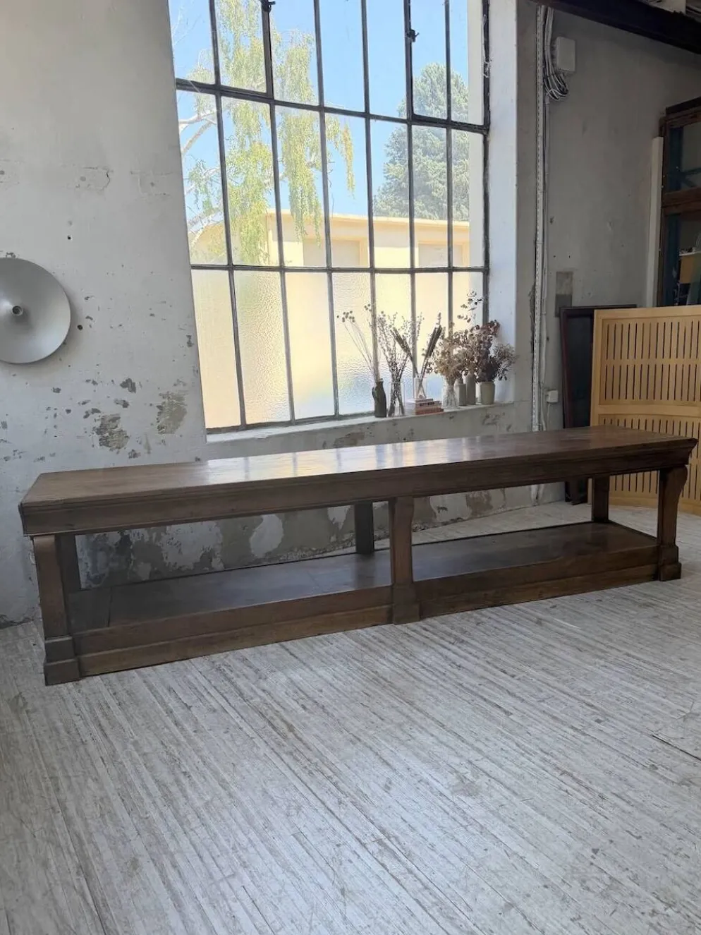 Table de gantier drapière 1900 chêne massif 330cm XL