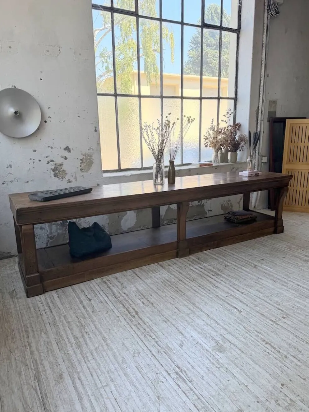Table de gantier drapière 1900 chêne massif 330cm XL