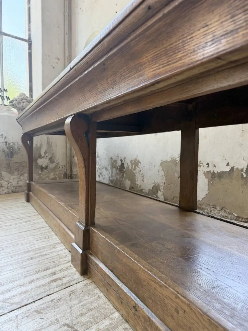 Table de gantier drapière 1900 chêne massif 330cm XL