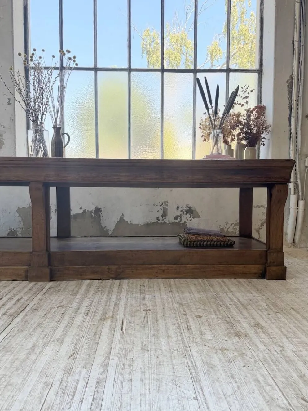Table de gantier drapière 1900 chêne massif 330cm XL
