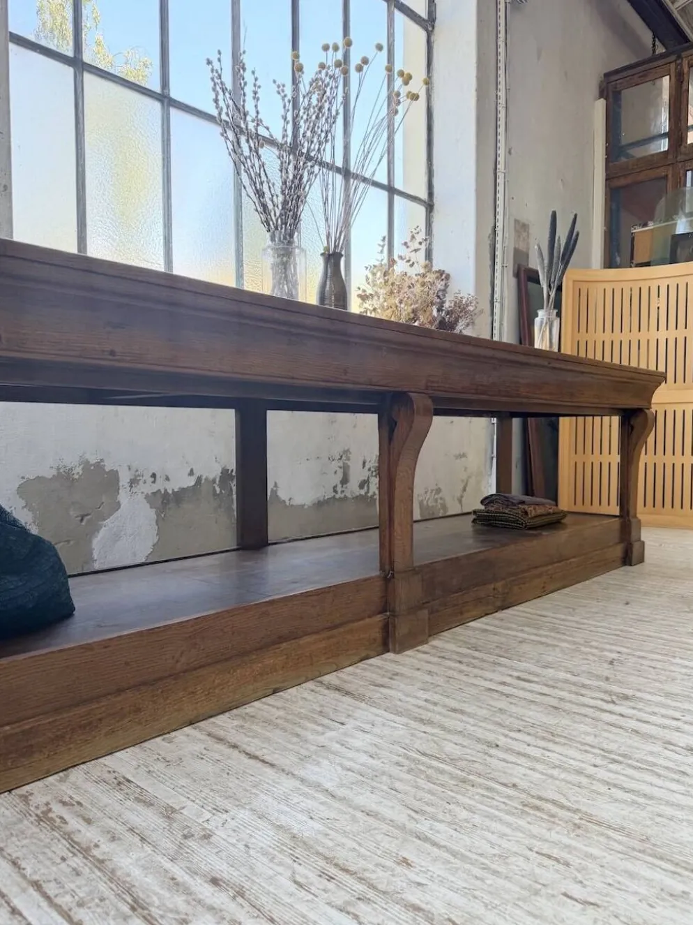 Table de gantier drapière 1900 chêne massif 330cm XL