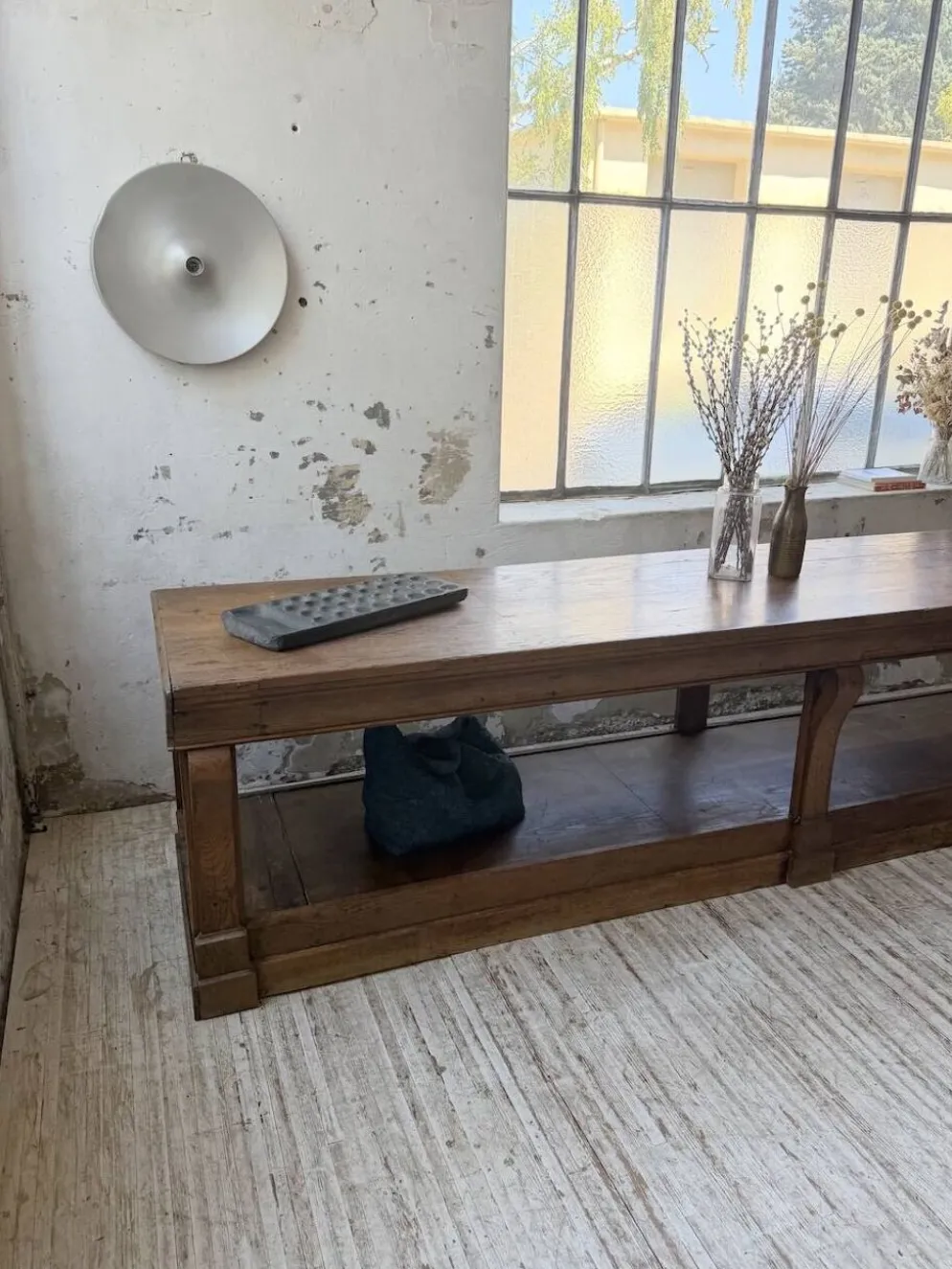 Table de gantier drapière 1900 chêne massif 330cm XL