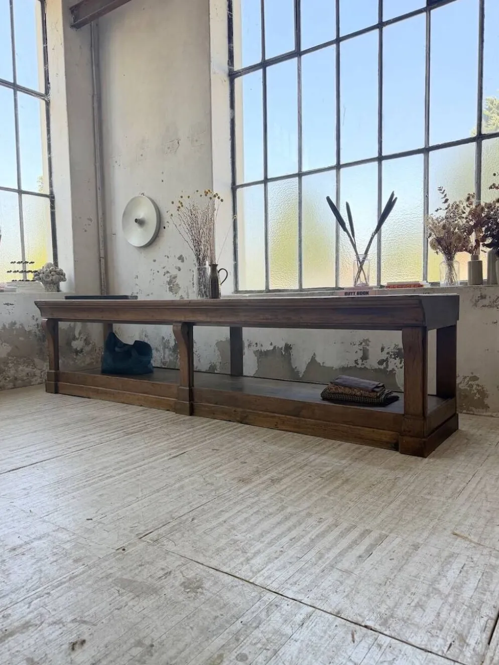 Table de gantier drapière 1900 chêne massif 330cm XL