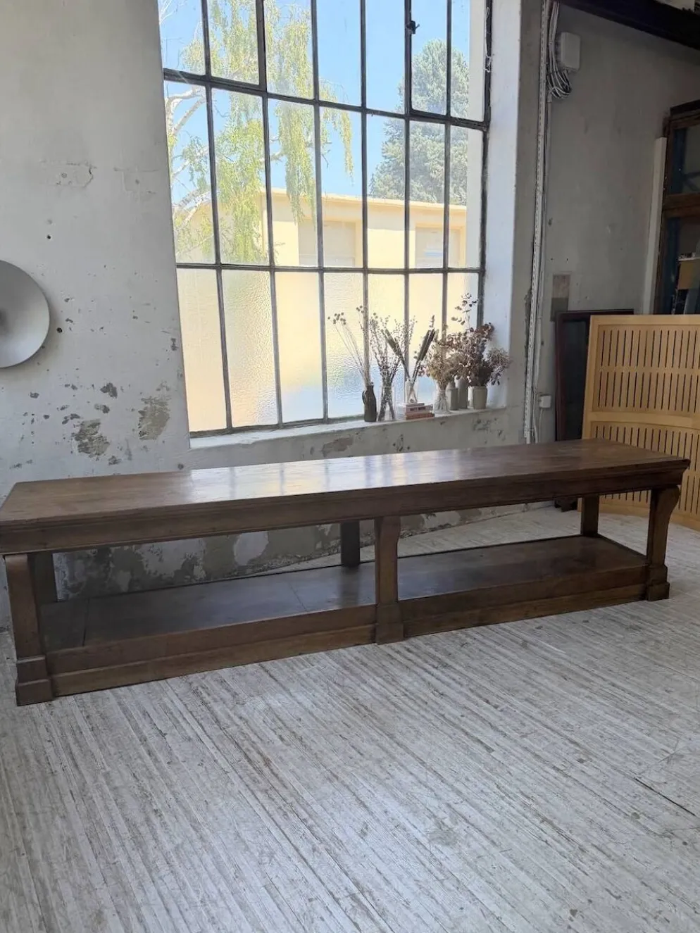 Table de gantier drapière 1900 chêne massif 330cm XL