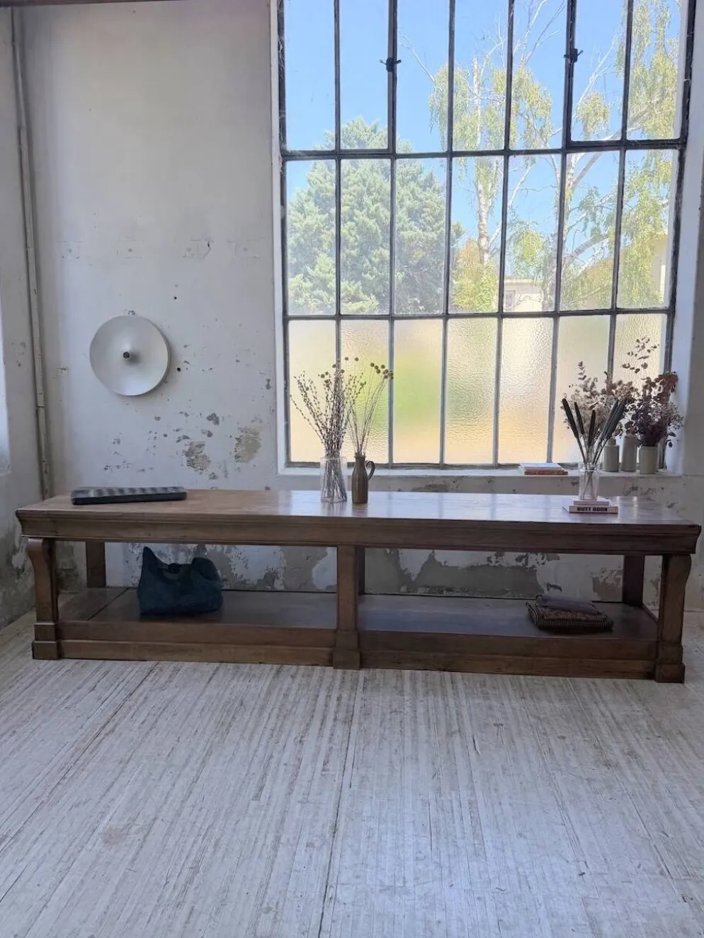 Table de gantier drapière 1900 chêne massif 330cm XL