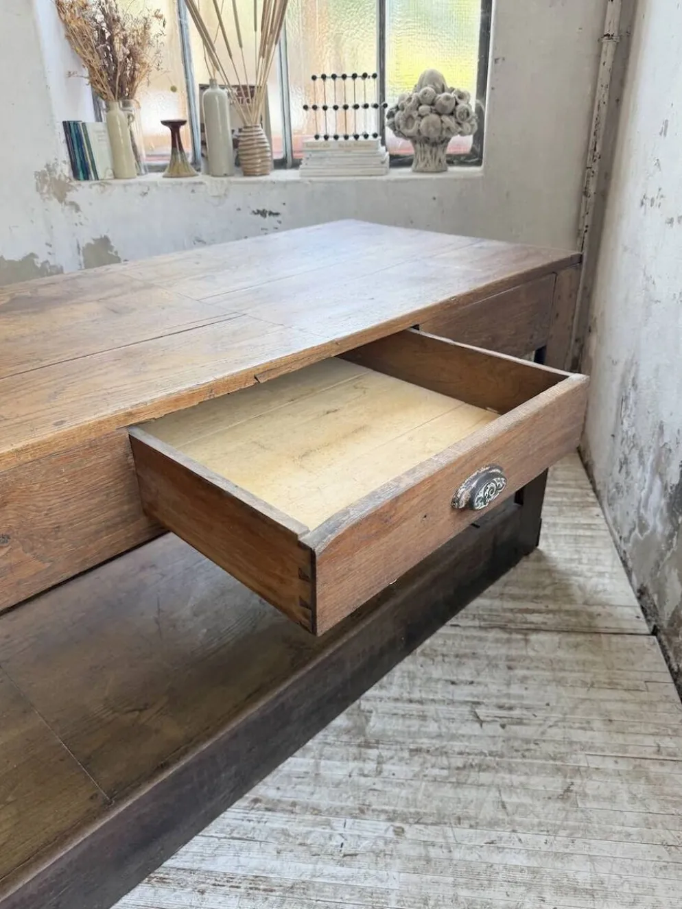Table de gantier drapière 1900 chêne massif 330cm XL