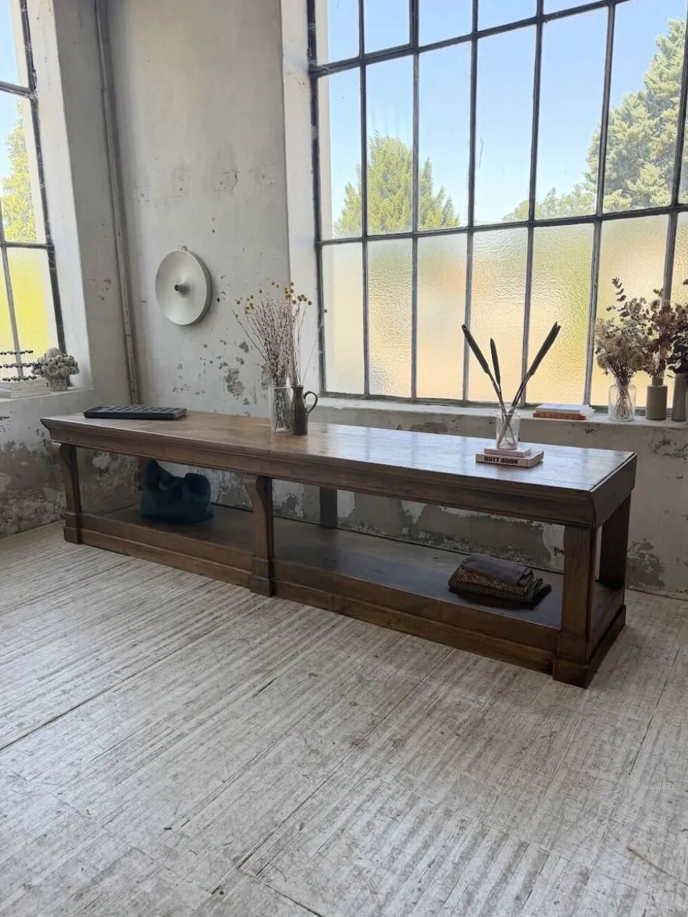 Table de gantier drapière 1900 chêne massif 330cm XL