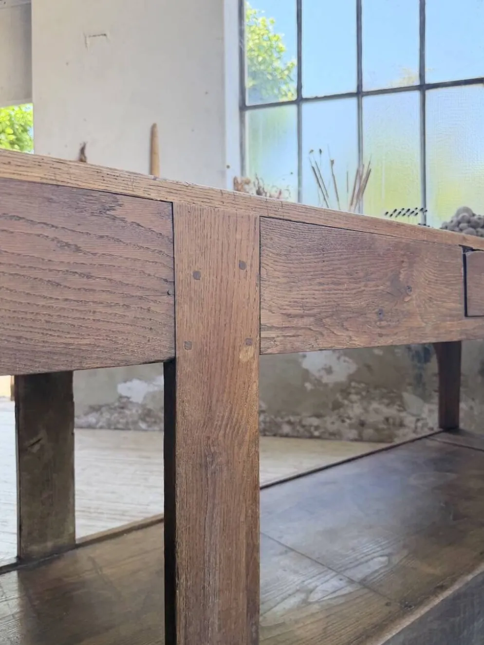 Table de gantier drapière 1900 chêne massif 330cm XL