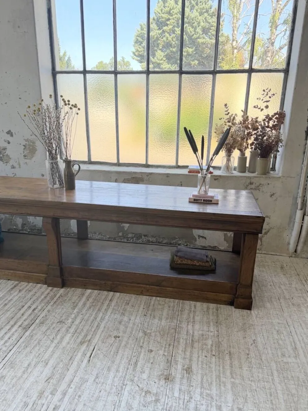 Table de gantier drapière 1900 chêne massif 330cm XL