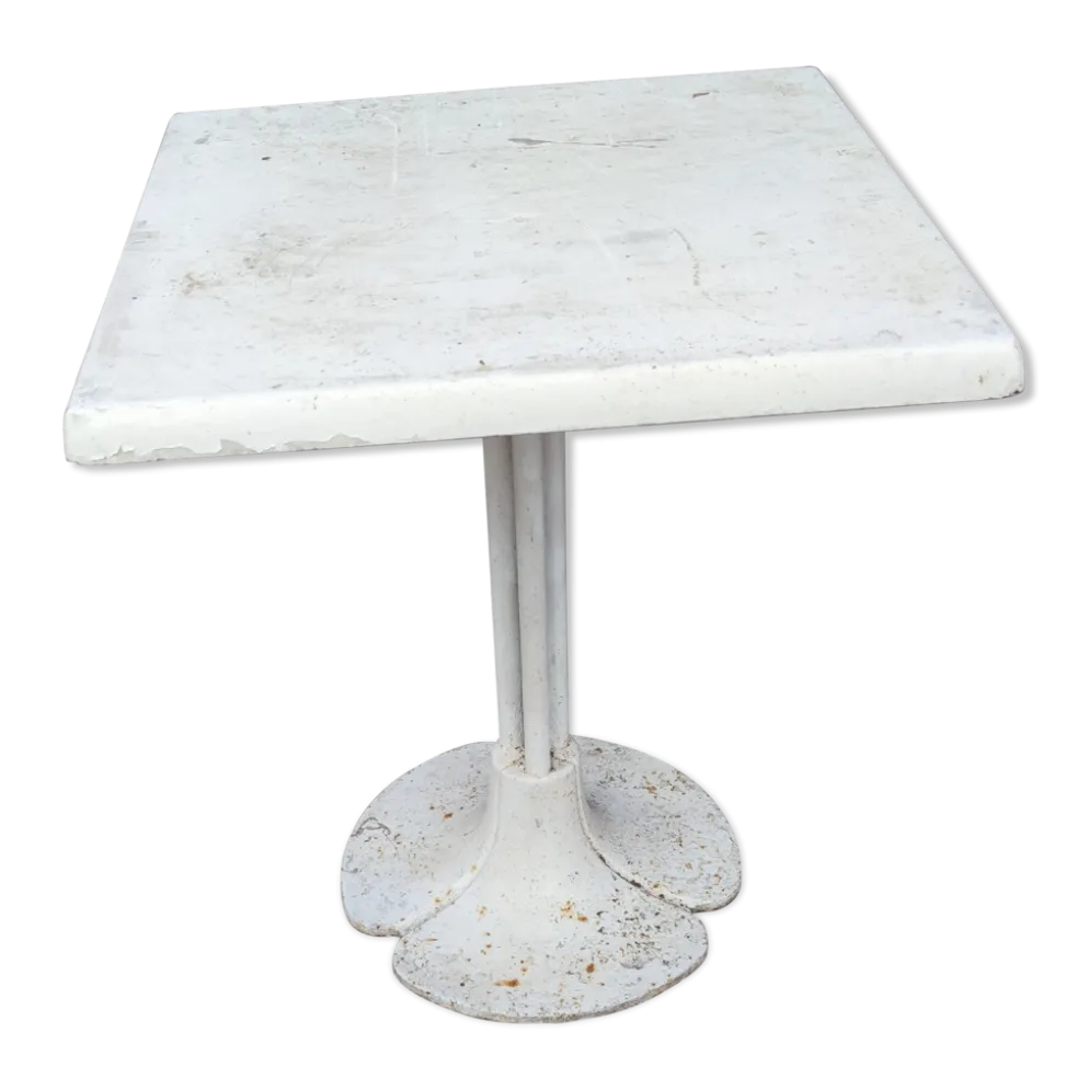 Table de jardin ou bistrot pied acier et fibre plateau vers 1970