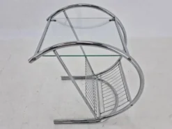 Table de magazine en chrome rare des années 1970, Italie.